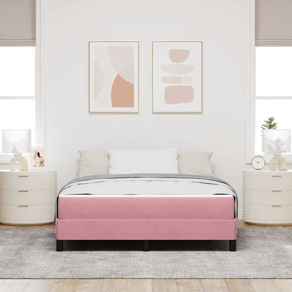vidaXL Cama tipo Box Spring con colch&oacute;n Rosa 140 x 220 cm tela