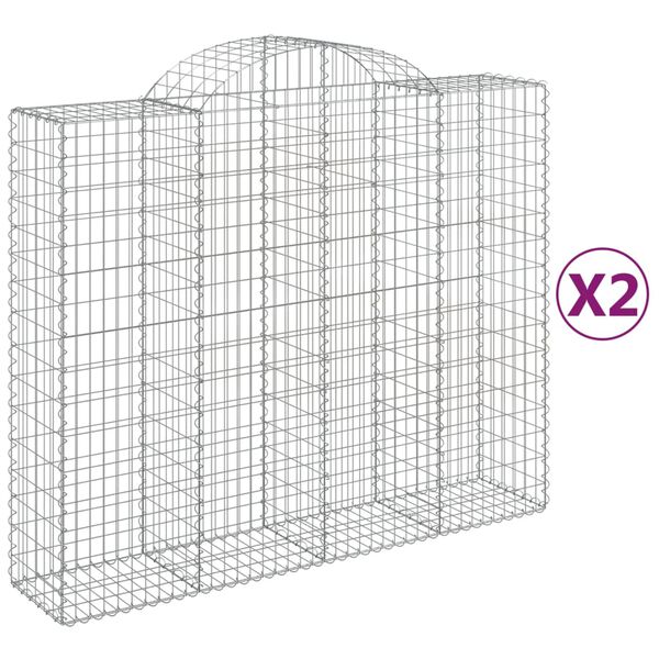 vidaXL Cestas de gaviones 2 uds forma de arco hierro 200x50x160/180 cm