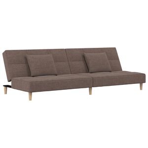 vidaXL Sof&aacute; cama de 2 plazas con dos almohadas tela gris taupe