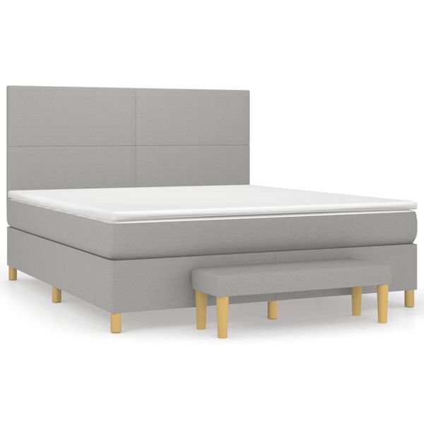 vidaXL Cama box spring con colch&oacute;n tela gris claro 160x200 cm