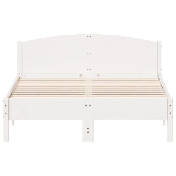 vidaXL Estructura de cama sin colch&oacute;n madera maciza blanca 120x190 cm