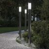 vidaXL Balizas de luz con sensor y tomacorriente, 3 unidades, 110 cm, acero inoxidable, IP44