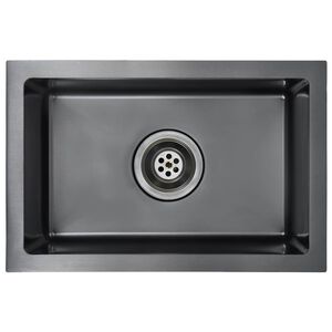 vidaXL Fregadero de cocina hecho a mano acero inoxidable negro