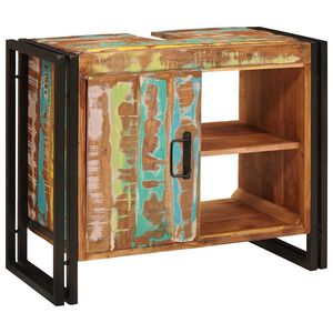 vidaXL Mueble de lavabo con puerta Multicolor Madera s&oacute;lida recuperada
