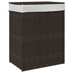 vidaXL Cesto para ropa sucia con tapa rat&aacute;n marr&oacute;n oscuro 46x33x60 cm