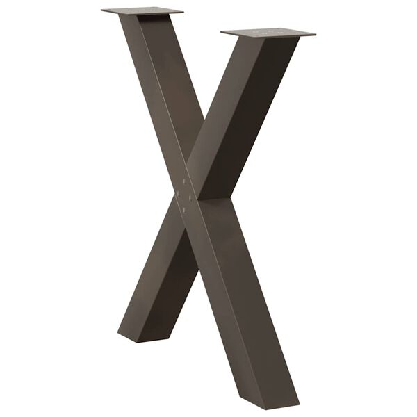 vidaXL Patas para mesa de comedor en forma de X (3 unidades, acero natural, 70 x 72-73 cm)