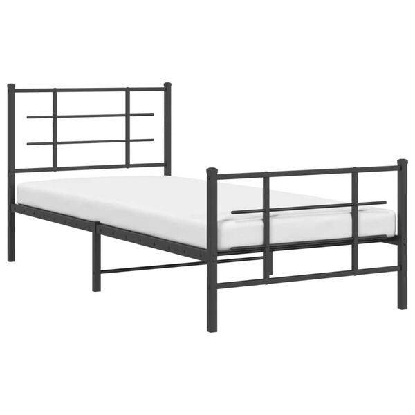 vidaXL Estructura cama sin colch&oacute;n con estribo metal negro 90x200 cm