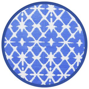 vidaXL Alfombra de exterior ARAKIL azul y blanca &Oslash;160 cm PP