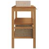 vidaXL Mueble tocador madera maciza teca con lavabos de m&aacute;rmol crema