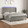vidaXL Cama box spring colch&oacute;n y LED terciopelo gris claro 160x200 cm