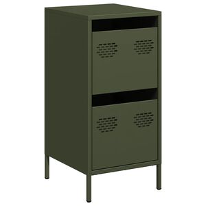 vidaXL Aparador de acero laminado en fr&iacute;o verde oliva 35x39x73,5 cm