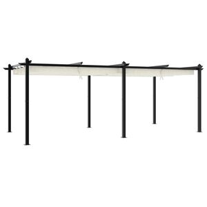 vidaXL Cenador de jard&iacute;n con techo retr&aacute;ctil aluminio crema 3x6 m