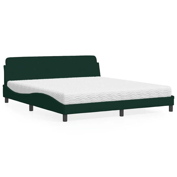 vidaXL Cama con colch&oacute;n Dover terciopelo verde oscuro 180x200 cm