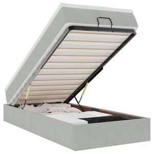 vidaXL Estructura cama otomana colch&oacute;n terciopelo gris claro 90x200cm