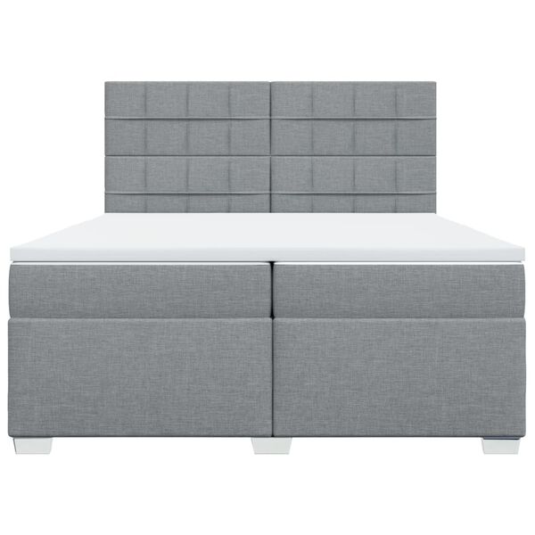 vidaXL Cama box spring con colch&oacute;n tela gris claro 200x200 cm