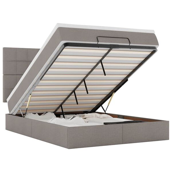 vidaXL Estructura de cama otomana colch&oacute;n tela gris pardo 140x200cm