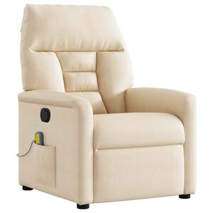 vidaXL Sill&oacute;n reclinable de masaje tela de microfibra beige