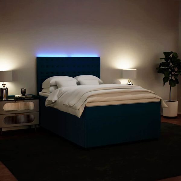 vidaXL Cama box spring con colch&oacute;n terciopelo azul 140x200 cm