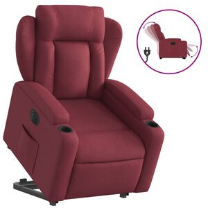 vidaXL Sillón eléctrico reclinable elevable de tela rojo tinto