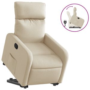 vidaXL Sill&oacute;n reclinable elevable de tela color crema