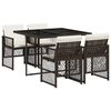 vidaXL Set comedor de jard&iacute;n 5 piezas y cojines rat&aacute;n sint&eacute;tico marr&oacute;n