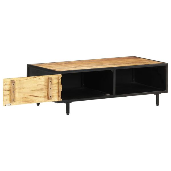 vidaXL Mesa de centro de madera de mango rugosa 105x50x35 cm