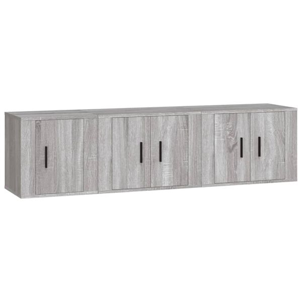 vidaXL Set de muebles para TV 3 pzas madera contrachapada gris Sonoma