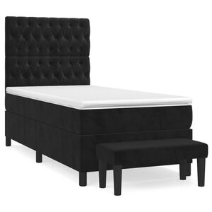 vidaXL Cama box spring con colch&oacute;n terciopelo negro 100x200 cm
