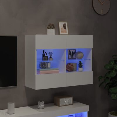 vidaXL Mueble de TV de pared con luces LED blanco 78,5x30x60,5 cm