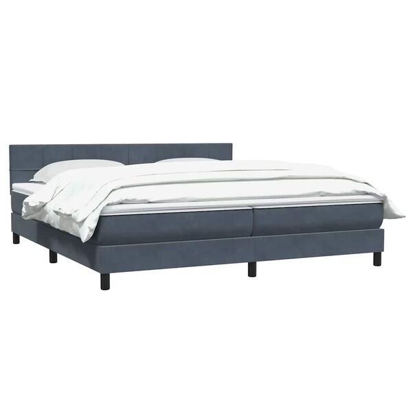 vidaXL Cama box spring con colch&oacute;n terciopelo gris oscuro 180x210 cm
