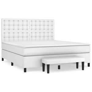 vidaXL Cama box spring con colch&oacute;n cuero sint&eacute;tico blanco 160x200 cm