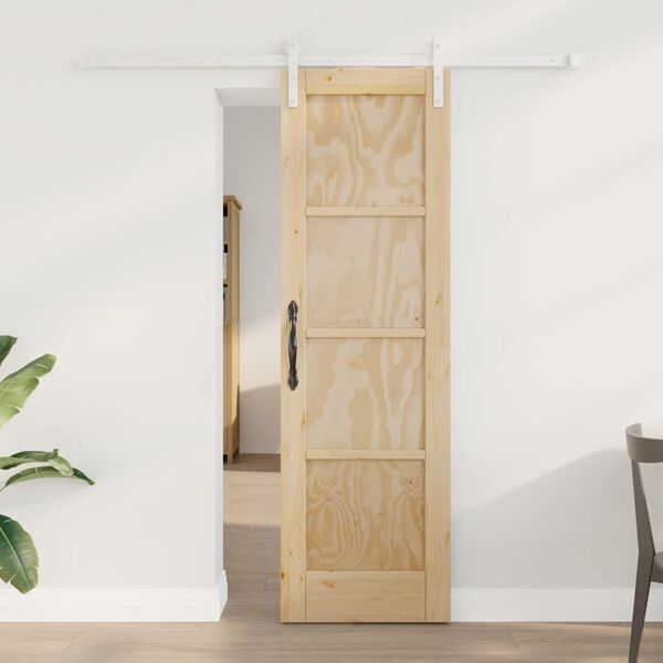 vidaXL Puerta Corredera Marr&oacute;n 61 x 198,5 cm Madera de pino macizo