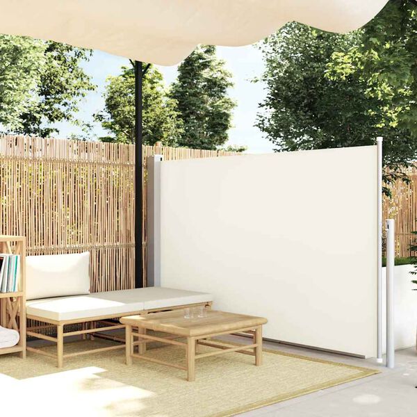 vidaXL Toldo lateral retr&aacute;ctil de jard&iacute;n color crema 140x500 cm