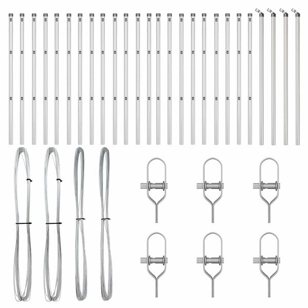 vidaXL Poste de cerca Otro 26 pcs Gris 3,2 x 3,2 x 80 cm Acero