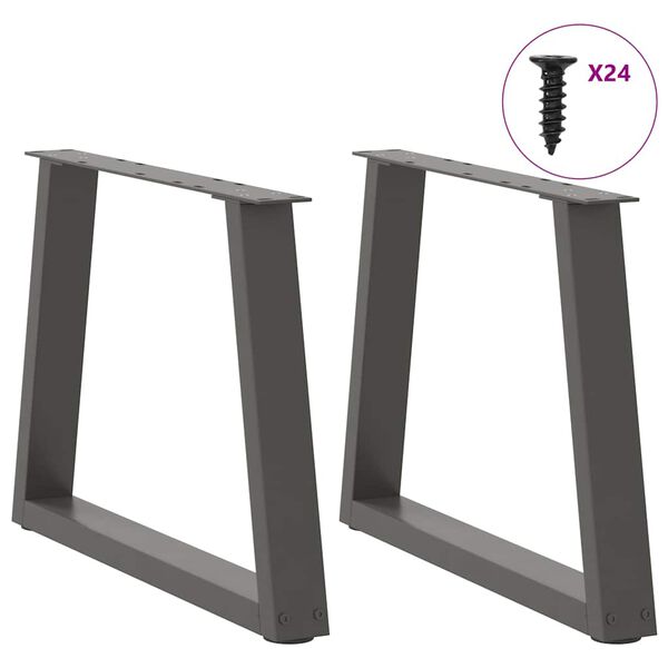 vidaXL Patas para mesa de centro en forma de V (2 unidades), antracita, 60 x (42-43,3) cm, acero