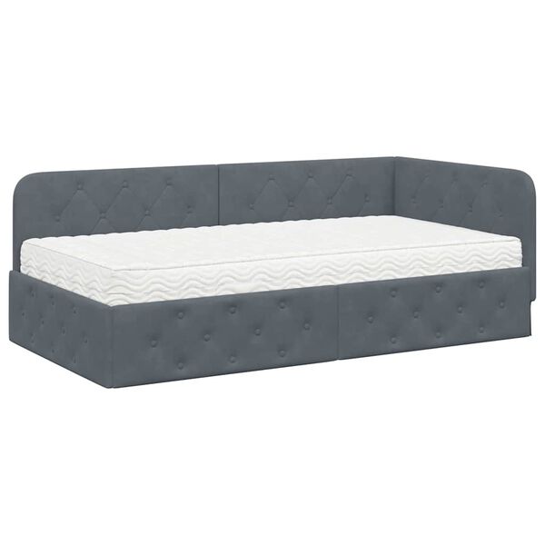 vidaXL Estructura de cama en esquina Gris oscuro 90 x 200 cm