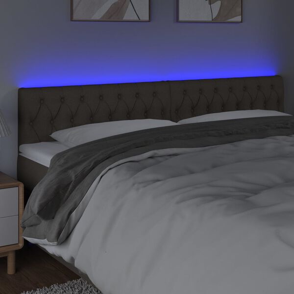 vidaXL Cabecero con LED de tela gris taupe 200x7x78/88 cm