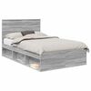 vidaXL Estructura de cama con caj&oacute;n Liso Gris Sonoma 120 x 190 cm