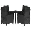 vidaXL Set de muebles jard&iacute;n 5 pzas con cojines rat&aacute;n sint&eacute;tico negro
