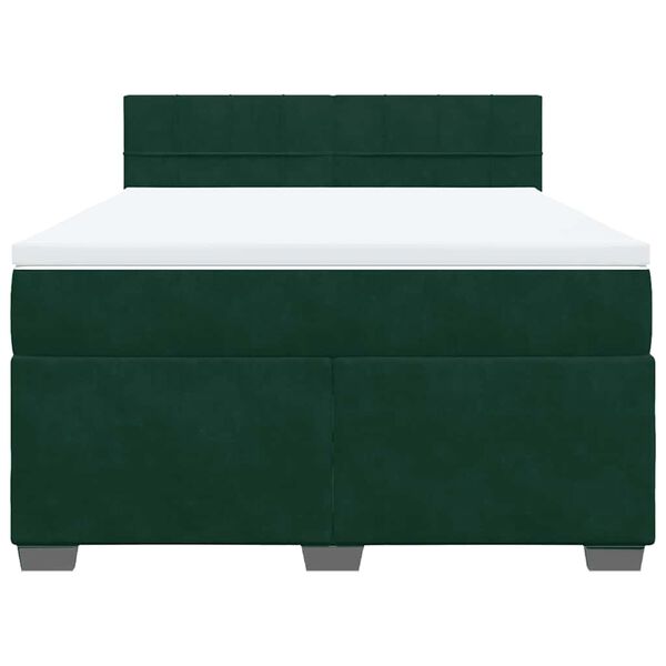 vidaXL Cama box spring con colch&oacute;n terciopelo verde oscuro 160x200 cm