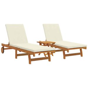vidaXL Tumbona 3 uds. Madera de Acacia S&oacute;lida Marr&oacute;n