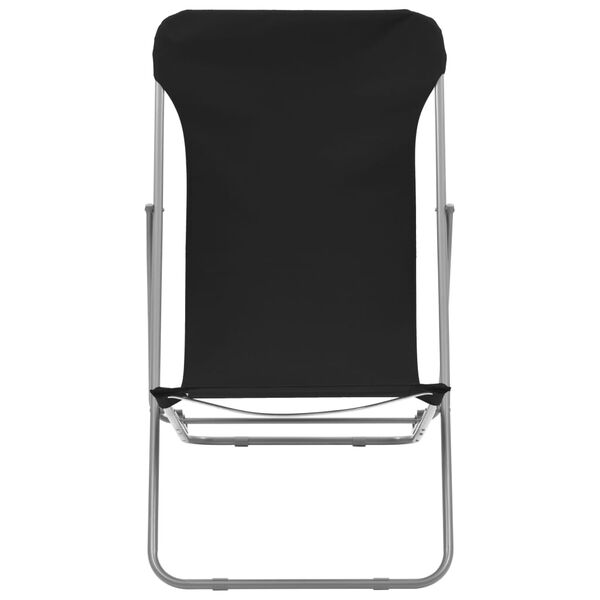 vidaXL Sillas de playa plegables 2 unidades acero y tela oxford negra