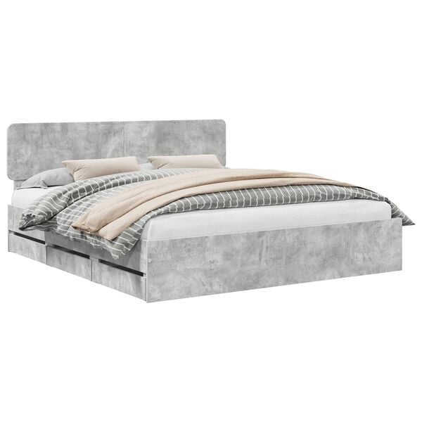 vidaXL Estructura de cama con cabecera Gris Concreto 200 x 200 cm