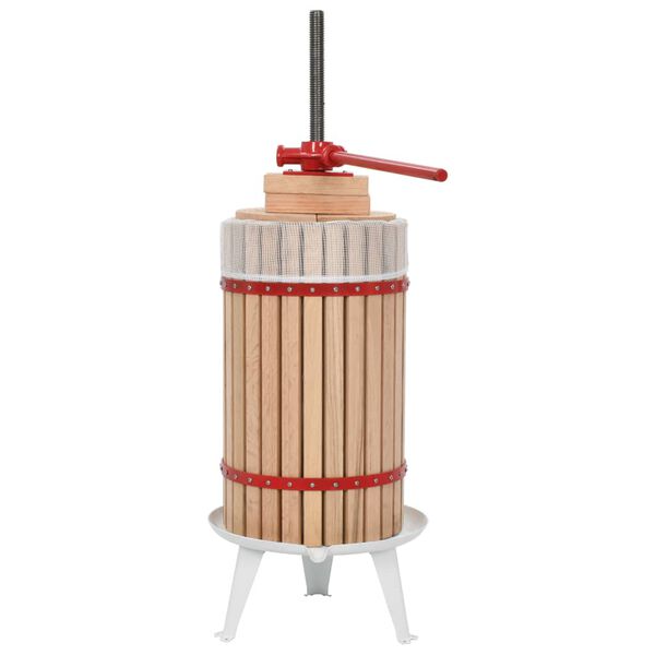 vidaXL Prensa de vino y fruta con pa&ntilde;o de tela 30 L madera de roble