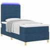 vidaXL Cama Box Spring LED con colch&oacute;n Azul 90 x 190 cm tela