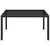 vidaXL Mesa de jard&iacute;n superficie de vidrio rat&aacute;n PE negro 150x90x75 cm
