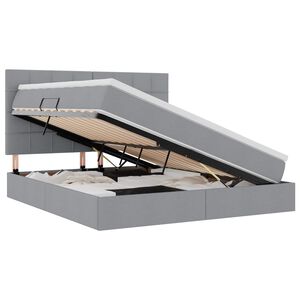 vidaXL Cama con almacenamiento y LED Gris Claro 180 x 200 cm Poli&eacute;ster