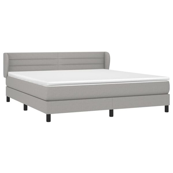 vidaXL Cama box spring con colch&oacute;n tela gris claro 160x200 cm