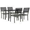 vidaXL Juego de comedor para jard&iacute;n 5 piezas acero y textilene negro