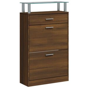 vidaXL Zapatero madera contrachapada marr&oacute;n roble 63x24x104 cm
